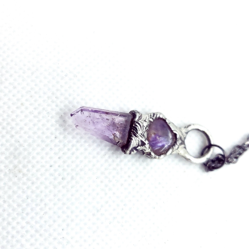 Charoite and amethsyt Crystal Necklace Handmade Jewelry Gothic style - Picture 12 of 13